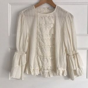 Zara eyelet ruffle top